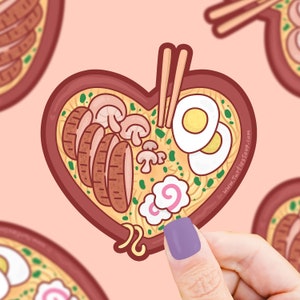 Ramen Heart Funny Foodie Love Noodles Vinyl Sticker