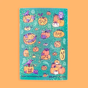 Spooky Pumpkin Patch Glitter Sticker Sheet: Halloween Decals