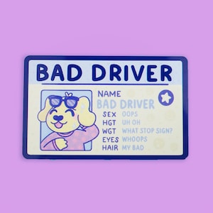 Faux permis de conduire mauvais conducteur, carte d'identité amusante, parodie, cadeau pour nouveau conducteur, décoration de voiture mignonne, chiens mignons, carte de fantaisie, carte meme, pièce d'identité à collectionner