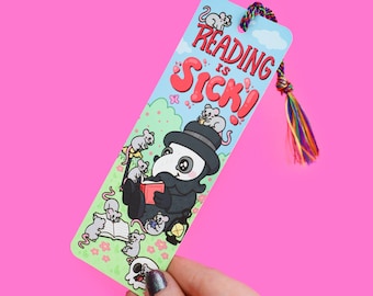 Plague Doctor Bookmark: Bookish Gift with Rats & Rainbow Tassel
