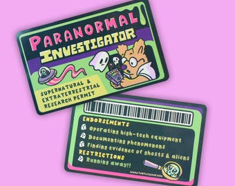 Paranormal Investigator Novelty ID Card, Funny Ghost Hunter Dog ID, Spooky Dog Lover Gift, UFO Alien Paranormal Gift