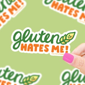 Gluten Hates Me Allergy Celiac Vinyl Sticker, Waterproof Vinyl Sticker Art, Gluten Free Sticker