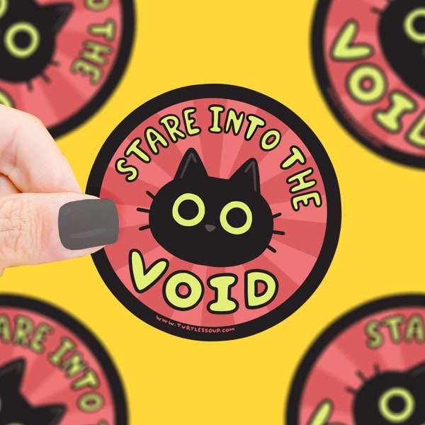 Stare Into the Void Sticker, Black Cat Vinyl Sticker, Waterproof, Water Bottle Sticker, Cat Sticker, Funny Cats, Kittens, Cat Lover Gift
