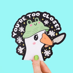 Too Close, Funny Goose, Vinyl Sticker, Peek-A-Boo, Large, Car Window, Driving, Stay Back, Bumper Stickers, Animals, Cute Art, Turtle's Soup