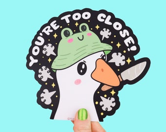 Too Close, Funny Goose, Vinyl Sticker, Peek-A-Boo, Large, Car Window, Driving, Stay Back, Bumper Stickers, Animals, Cute Art, Turtle's Soup