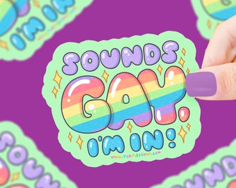 Sounds Gay Sticker, Vinyl, Waterproof, Water Bottle Sticker, LGBTQ, Funny, Rainbow, Queer Stickers, Gay Sticker, Lesbian, Bisexual, Trans