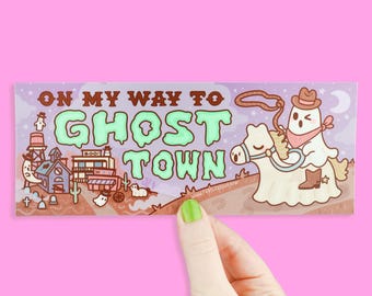 Ghost Town Bumper Sticker: Spooky Cowboy Car Decal