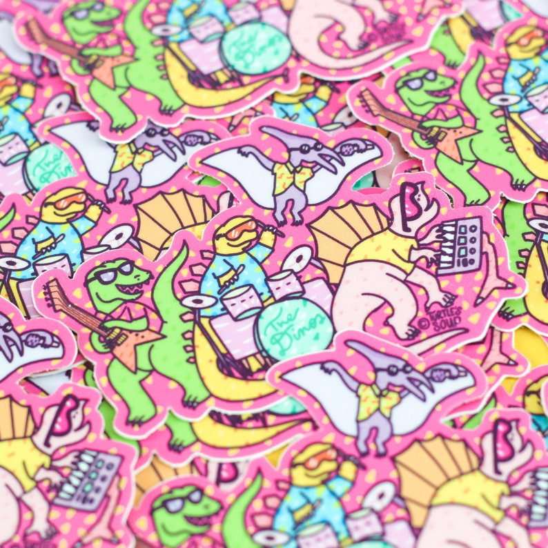 Dinosaur Band Sticker: the Dinos, Funny Music Decal - Etsy