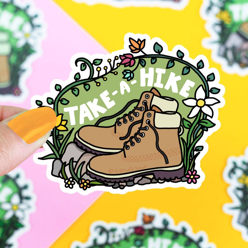 Funny Stickers, Take A Hike, Adventure Stickers, Laptop Stickers, Car Decal, Colorful Vinyl Stickers, Hiker, Hiking image 1