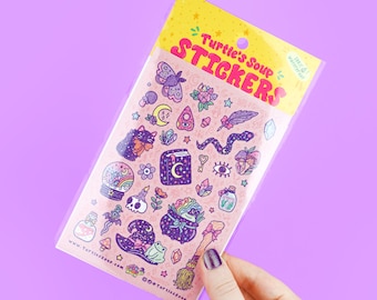 Witchy Starter Pack Glitter Sticker Sheet: Kawaii Planner Stickers