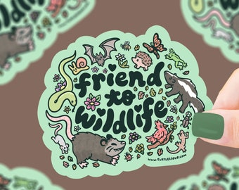 Friend to Wildlife Sticker, Vinyl, Waterproof, Water Bottle Sticker, Nature Sticker, Bats, Possums Wildlife, Animal Friends, Cute Sticker