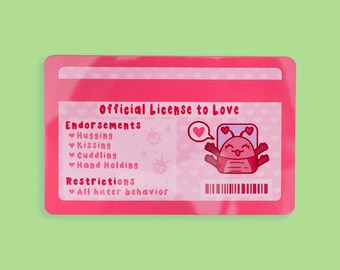 Certified Love Bug Fake Drivers License, Funny ID Card, Valentines