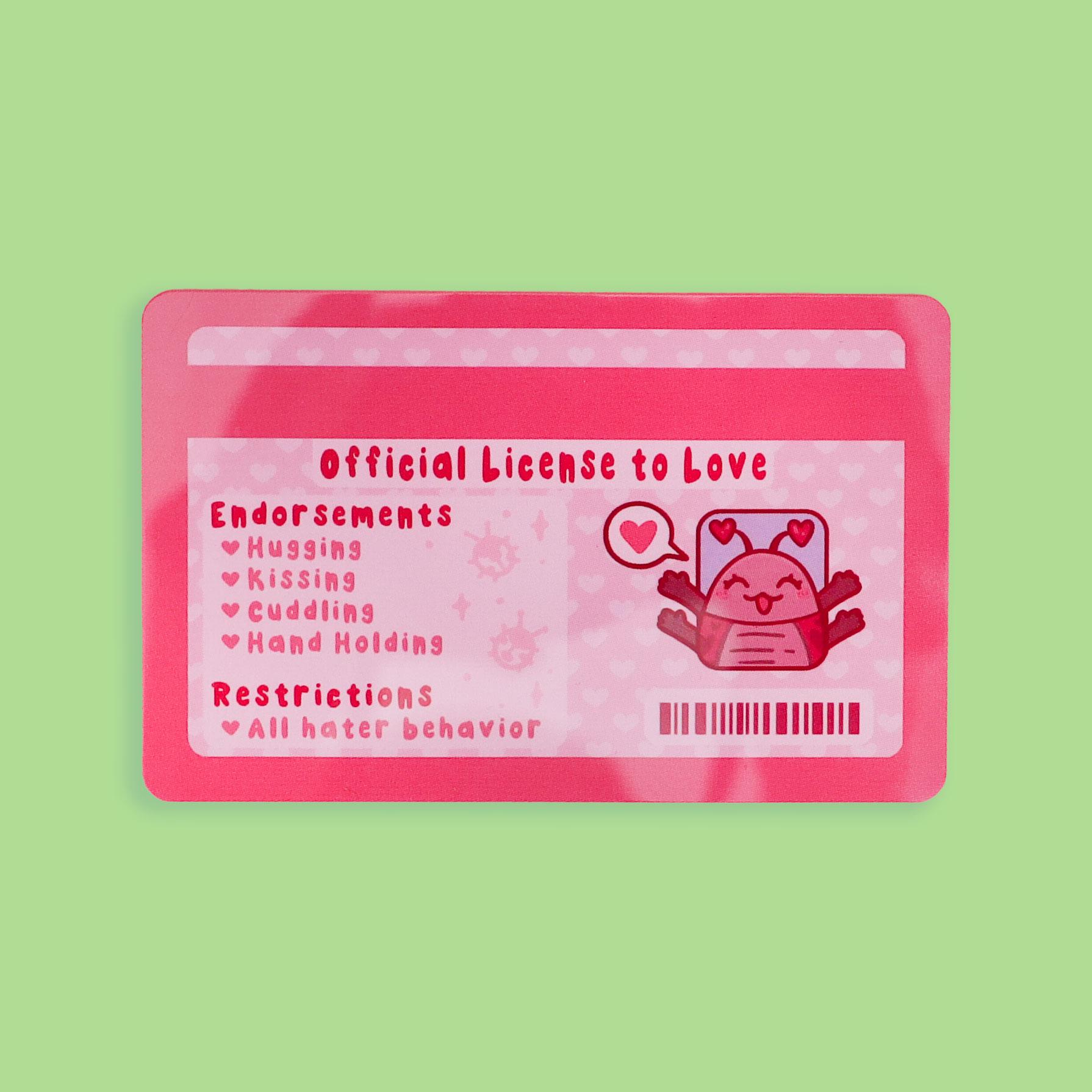 Certified Love Bug Fake Drivers License, Funny ID Card, Valentines