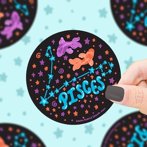 Pisces Constellation Zodiac Holographic Vinyl Sticker, Horoscope Vinly Sticker, Waterproof Decal, Zodiac Sign