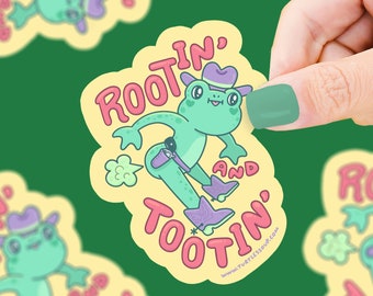 Rootin and Tootin Fartin’ Frog Sticker, Vinyl Sticker, Waterproof, Cute, Froggy, Forg, Cowboy, Wild West, Yeehaw, Cute Frogs, Funny Sticker