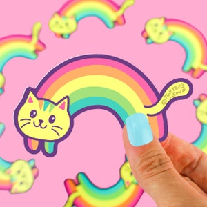 Rainbow Cat, Cute Stickers, Journal Sticker, Weather Cats, Vinyl Stickers, Planner Stickers, Crazy Cat Lady, Cat Gifts, For Her, Girlfriend