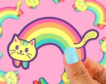 Rainbow Cat, Cute Stickers, Journal Sticker, Weather Cats, Vinyl Stickers, Planner Stickers, Crazy Cat Lady, Cat Gifts, For Her, Girlfriend