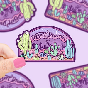 Sticker Rêve du désert, Sticker Western, Paisible, Amoureux du désert, Nature, Sticker explorateur, Cactus, Cadeau randonneur, Sticker imperméable