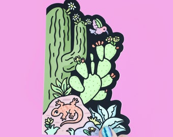 Corner Desert Cactus Garden Peek a Boo Weatherproof Vinyl Sticker for Car Window