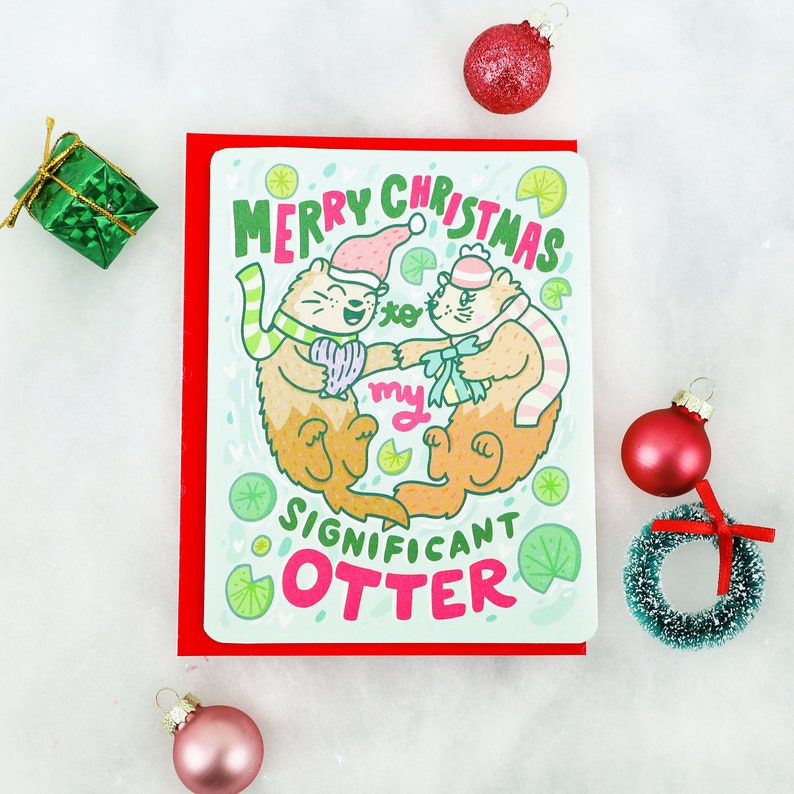 Significant Otter, Pun Cards, Funny Christmas Card, Funny Puns, Cute Christmas Cards, Significant Other, Boyfriend Card, Otters image 1