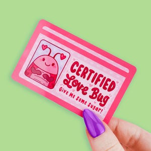 Faux permis de conduire certifié Love Bug, carte d'identité amusante, Saint-Valentin, Romantique, joli cadeau de Saint-Valentin, carte de fantaisie, Lovey, pièce d'identité à collectionner