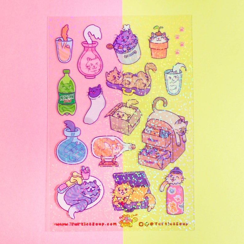 Liquid Cats Vinyl Sticker Sheet: Funny Kitty Art Decals - Etsy