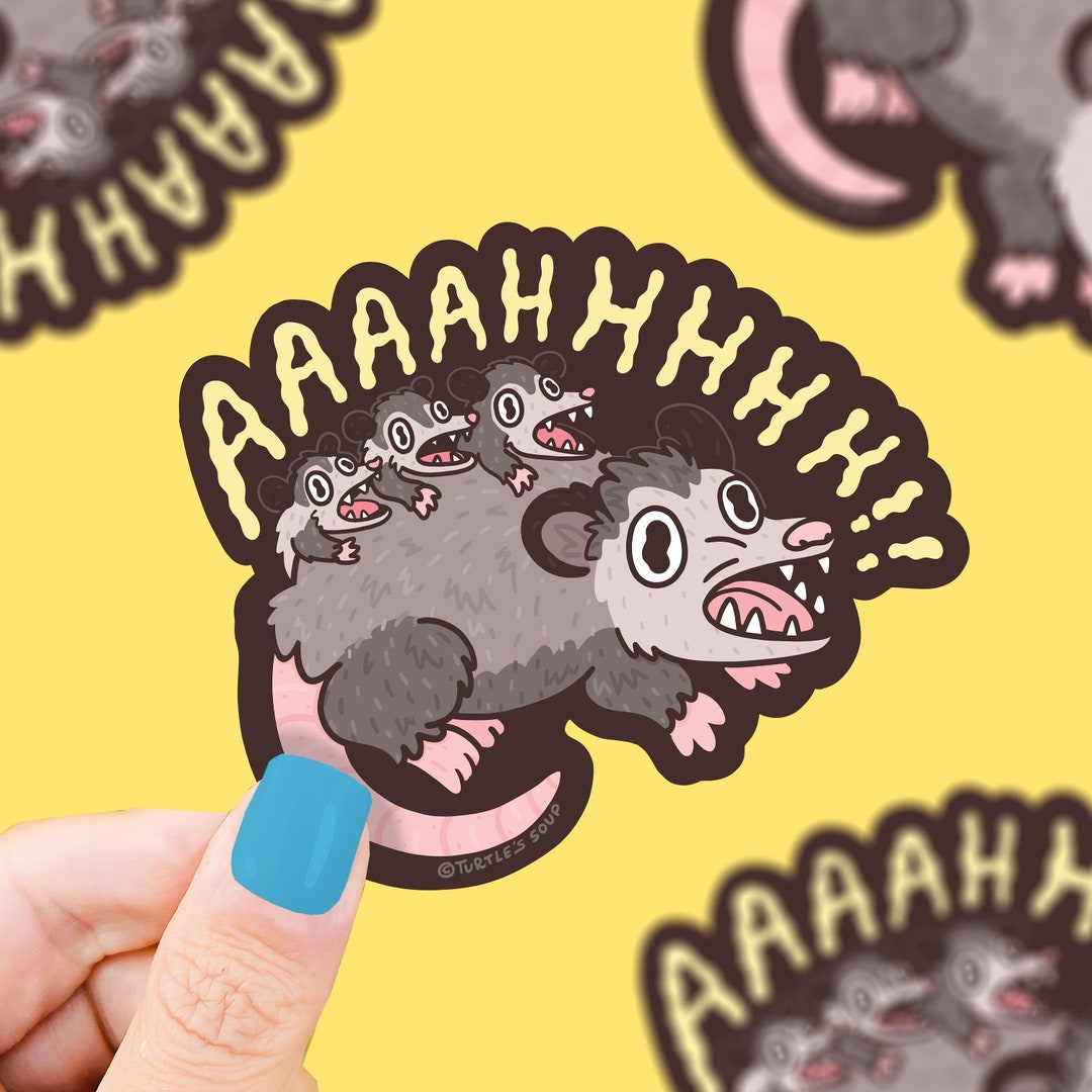 Screaming Opossum Vinyl Sticker: Funny Meme Art, Laptop Decal - Etsy