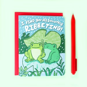 Carte de Saint-Valentin, cadeau pour couple, romantique, petit garçon, grenouille, grenouille drôle, anniversaire, saint valentin avec enveloppe