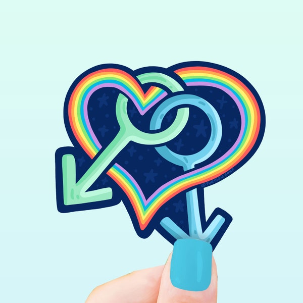 Men Love Men, Rainbow, Pride 2023, Vinyl Sticker, LGBTQ Sticker, Male, Gay, Transgender, Bisexual, Lesbian, Support Sticker, Gay Sticker