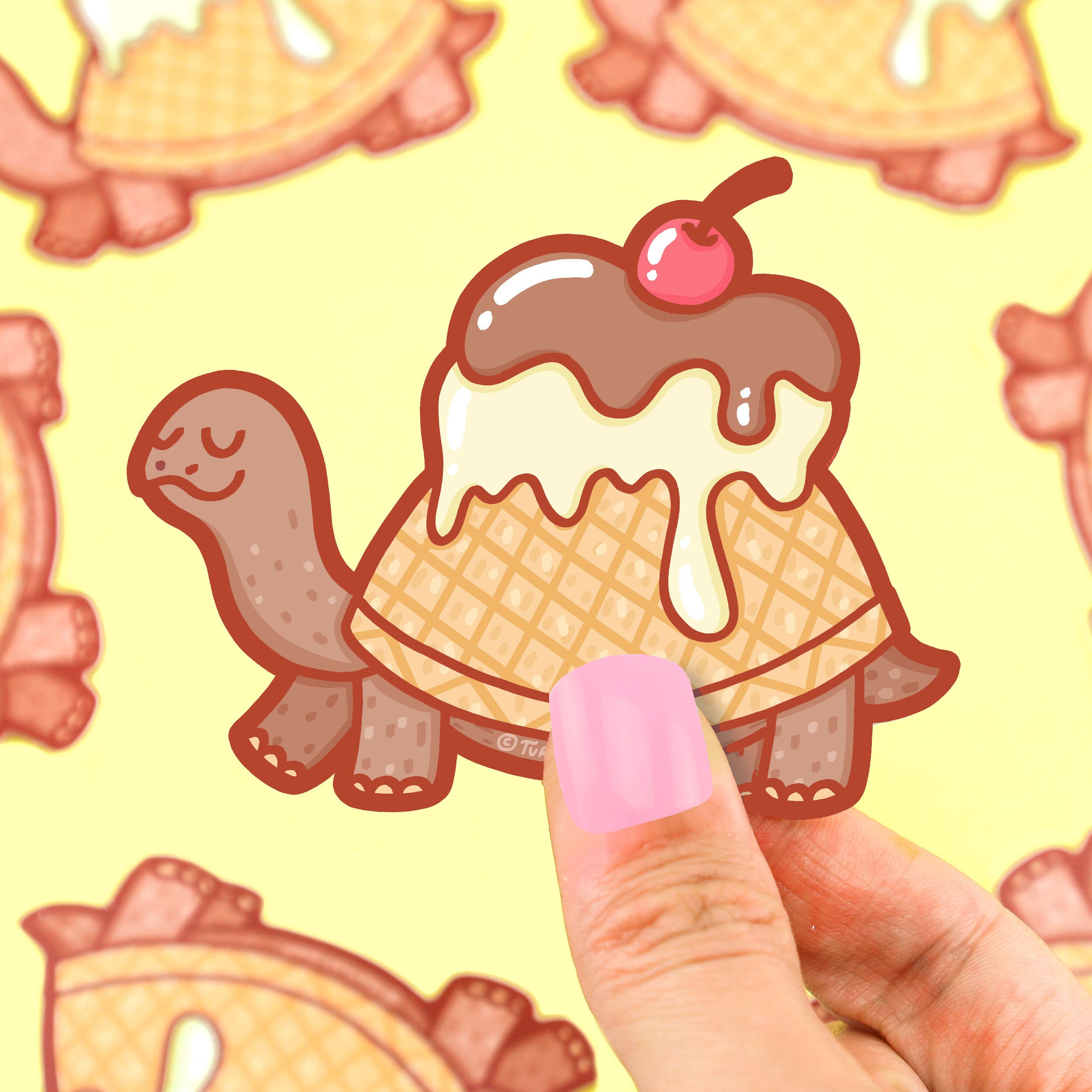 Chocolate Turtle Ice Cream Turtle Vinyl Sticker Cute Animal Etsy