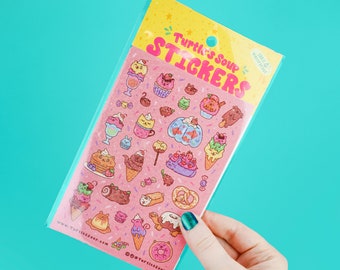 Sweet Pets Glitter Sticker Sheet: Kawaii Dessert Stickers