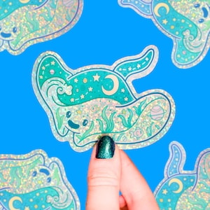 Stingray Ocean Dreamy Liquids Glitter Vinyl Sticker