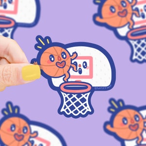 Autocollant en vinyle imperméable sport de basket-ball kawaii