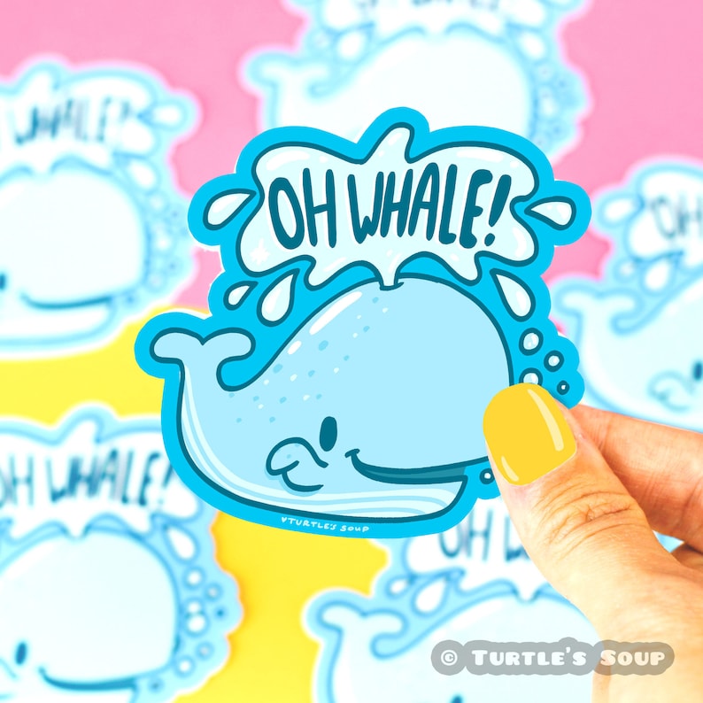 Whale Sticker, Funny Stickers, Oh Whale, Animal Puns, Laptop Stickers, Oh Well, Journal Sticker image 1