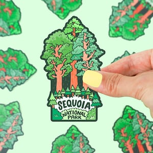 Sticker vinyle Sequoia, Nature, Parcs, Randonnée, Camping, Stickers pour ordinateur portable, Californie, Pour bouteille d'eau