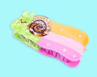 Rainbow Snail Hair Claw, Cute Hair Accessories, Sturdy, Colorful, Funny Hair Clip, Cute Snails, Rainbow Hair Claw, Pride, Acetate Hair Claw