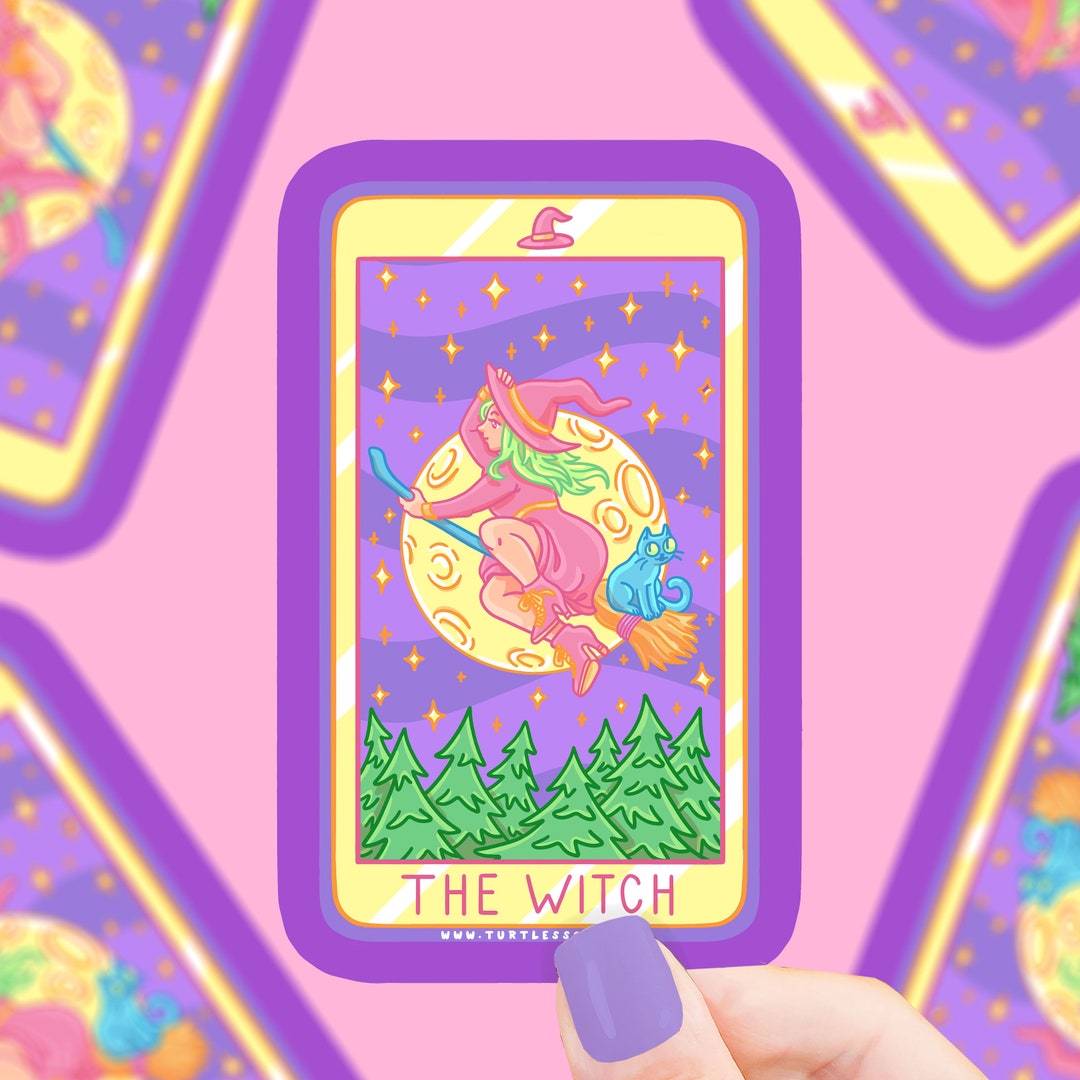 Witch Tarot Card Vinyl Sticker: Spooky Wicca Halloween - Etsy