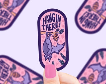 Aguanta, Murciélago, Halloween, Lindo, Motivador, Espeluznante, Positivo, Kawaii, Murciélagos, Amante de los animales, Temporada de Halloween, Impermeable, Pegatina de vinilo