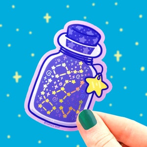 Star Jar, Holographic Constellation Decal, Astronomy, Galaxy Jar, Night Sky, Star Sticker, Planets, Milky Way Sticker, Astronomy, Celestial