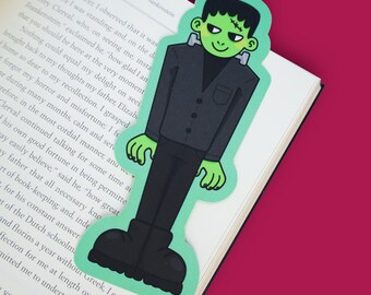 Spooky Green Monster Halloween Die Cut Bookmark, Creepy Creature Bookmark, Double Sided Halloween Bookmark, Cute Monster Book Lover Gift