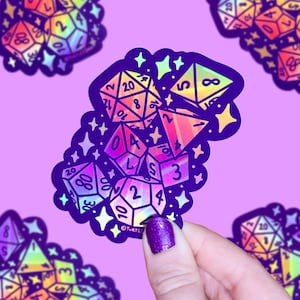 D20, Board Game, Vinyl Sticker, D&D, Polyhedron, Dice, Gamer, Tabletop Gaming, Holographic, Shiny, Laptop Sticker, Decals, Turtle&#39;s Soup