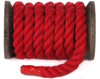 Ravenox Red Twisted Cotton Rope | Made in USA | Bakers Twine, Macramé, Crafts, Pet Toys, Indoor Outdoor Use
