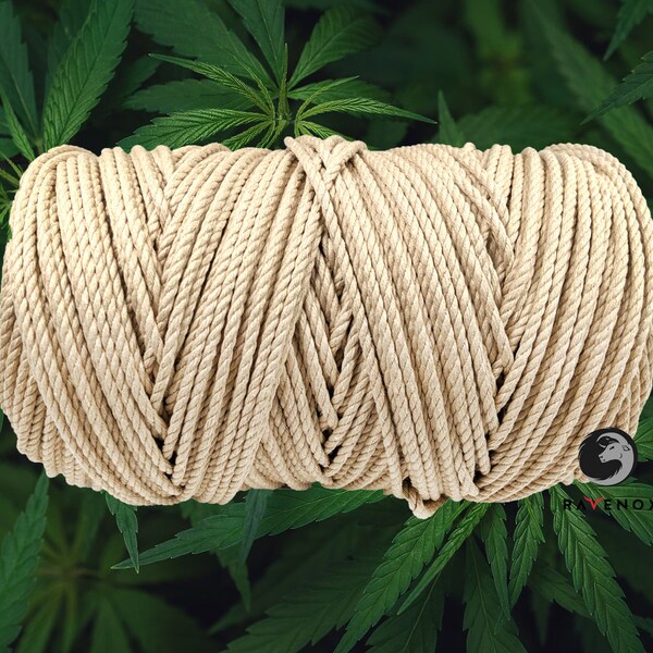 Ravenox Genuine Hemp Twisted Rope | USA Made Natural Tan Cord | Baker & Butchers Twine, Macrame, Crafts, Pet Toys, Indoor and Outdoor Use