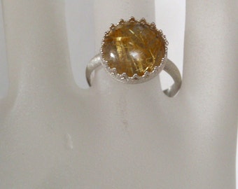 Rutilquarz Ring  Silber oder Silber vergoldet ,Geburtsstein, Vorsteckring, Stapelring, Verlobungsring,  vintage ring , Gold