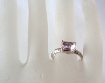 Rosenquarz Ring Smaragd Schliff - Rosenquarzring - Geburtsstein Vorsteckring -Silber - Gold - Rosé gold -Stapelring - vintage - rosa ring