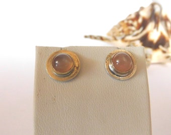 Echte Apricot Mondstein Ohrringe aus Gold Filled und Silber 925 schlicht und zeitlos - bicolor - Geburtsstein