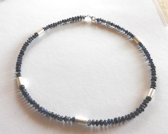 Iolith Kette mit silbernen Zwischenteilen  - Iolithkette -  Iolith Collier - Wassersaphir - Blaues Collier - Silber