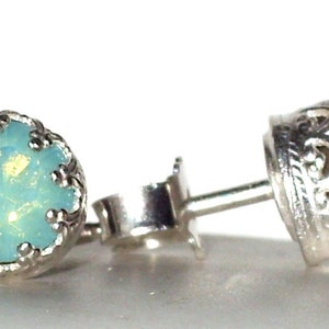 Funkelnde Aqua Mint Opal Ohrringe  - Ohrstecker -Mint Opal Kristall Ohrringe - Brautjungfer -  vintage - - Silber- Verlobung