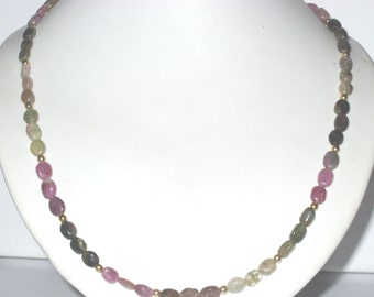 Multicolor Turmalinkette - Tourmaline necklace - silber vergoldet - Turmalin Collier - Geburtsstein Kette - Statement Kette - Collier