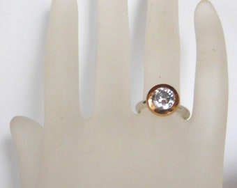 Feuriger großer Bicolor Zirkonia Ring  mit rose gold-  Zirkoniaring - Verlobungsring - Geburtsstein   - Diamant- Gold ring - silber ring